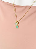 Green Oval Crushed Ice CZ Pendant Necklace, N7058G