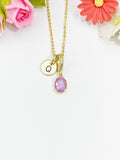 Light Purple Oval Crushed Ice CZ Pendant Necklace, N7058P