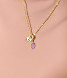 Light Purple Oval Crushed Ice CZ Pendant Necklace, N7058P