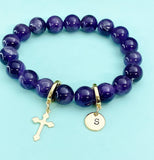 Natural Amethyst Bracelet, Gold or Silver, N7059