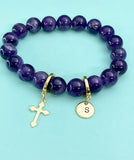 Natural Amethyst Bracelet, Gold or Silver, N7059