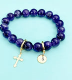 Natural Amethyst Bracelet, Gold or Silver, N7059