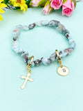 Natural Larimar Bracelet, Gold or Silver, N7060