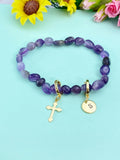 Natural Amethyst Bracelet, Gold or Silver, N7061