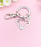 Silver Diamond Charm Keychain, Geometric Charm, N116C