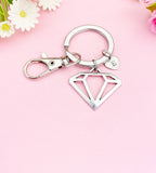 Silver Diamond Charm Keychain, Geometric Charm, N116C
