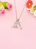 Plumber Necklace, Silver Wrench Faucet Charm, N6969