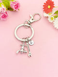 Plumber Keychain, Silver Wrench Faucet Charm, N6969K