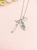 Otolaryngologists Necklace, Silver Otoscope and Ear Charm Jewelry, ENT Doctor Gift, N6970