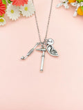 Silver Otoscope Mirror and Ear Charm Jewelry, ENT Doctor Gift, N6971