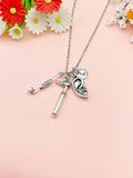 Silver Otoscope Mirror and Ear Charm Jewelry, ENT Doctor Gift, N6971