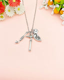 Silver Otoscope Mirror and Ear Charm Jewelry, ENT Doctor Gift, N6971
