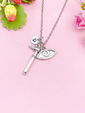 Silver Otoscope/Ophthalmoscope and Eye Charm Necklace, ENT Eye Doctor Otolaryngologists Gift, N6974