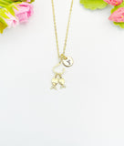 18K Gold Plated Fish Hook Cubic Zirconia Pendant Necklace, Dainty Fishing Jewelry