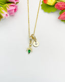 18K Gold Plated Green Spider Cubic Zirconia Pendant Necklace, Dainty Gift for Her, N6977G