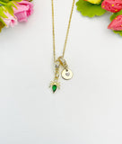 18K Gold Plated Green Spider Cubic Zirconia Pendant Necklace, Dainty Gift for Her, N6977G