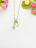 18K Gold Plated Teal Spider Cubic Zirconia Pendant Necklace, Dainty Whimsical Jewelry