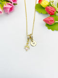 18K Gold Plated Spider Pink Cubic Zirconia Pendant Necklace, Dainty Gift for Her, N6977P