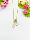 18K Gold Plated Spider Pink Cubic Zirconia Pendant Necklace, Dainty Gift for Her, N6977P