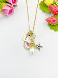 18K Gold Plated Starfish Shell Cubic Zirconia Pendant Necklace, Beachy Gift for Her, N6978
