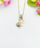 18K Gold Plated Butterflyfish Pendant Necklace, Cubic Zirconia Ocean Jewelry