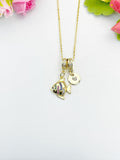 18K Gold Plated Butterflyfish Pendant Necklace, Cubic Zirconia Ocean Jewelry