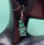 Natural Malachite Chip Earrings, N7097