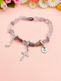 Natural Auralite with Pearl and Cross Bracelet, N7102