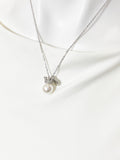 Crown Shell Pearl Pendant Silver Necklace, Elegant Dainty Ocean Gift for Her, N6985