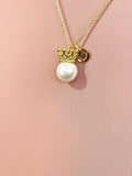 Gold Crown Shell Pearl Pendant Necklace, Elegant Dainty Ocean Gift for Her, N6985G