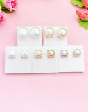 Natural Pearl Stud Earrings Sterling Silver, N6986