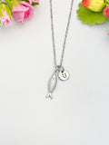 Silver Fish Pendant Necklace, Minimalist Stainless Steel Ocean Gift for Her, N6987