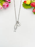 Silver Fish Pendant Necklace, Minimalist Stainless Steel Ocean Gift for Her, N6987