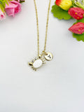 18K Gold Plated Enamel Crab Pendant Necklace, Cubic Zirconia Accents, Ocean Charm