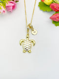 18K Gold Plated Sea Turtle Pendant Necklace, Dainty Ocean Gift for Her, N6990