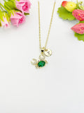 18K Gold Plated Green Crab Pendant Necklace, Ocean Gift for Her, N6991