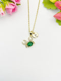 18K Gold Plated Green Crab Pendant Necklace, Ocean Gift for Her, N6991