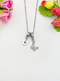 Silver Butterfly Cubic Zirconia Charm Necklace, Dainty Personalized Gift, N6992