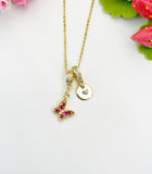 16K Gold Plated Tiny Pink Butterfly Cubic Zirconia Charm Necklace, Dainty Personalized Gift, N6993