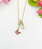 16K Gold Plated Tiny Pink Butterfly Cubic Zirconia Charm Necklace, Dainty Personalized Gift, N6993
