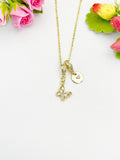 16K Gold Plated Tiny Clear Butterfly Cubic Zirconia Charm Necklace, Dainty Personalized Gift, N6994