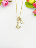 16K Gold Plated Tiny Clear Butterfly Cubic Zirconia Charm Necklace, Dainty Personalized Gift, N6994