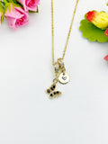 16K Gold Plated Tiny Black Butterfly Cubic Zirconia Charm Necklace, Dainty Personalized Gift, N6995