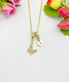 16K Gold Plated Tiny Butterfly Cubic Zirconia Charm Necklace, Dainty Personalized Gift, N6996