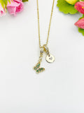 16K Gold Plated Tiny Green Butterfly Cubic Zirconia Charm Necklace, Dainty Personalized Gift, N6997