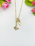 16K Gold Plated Tiny Colorful Butterfly Cubic Zirconia Charm Necklace, Dainty Personalized Gift, N6999