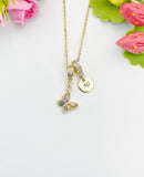 16K Gold Plated Tiny Colorful Butterfly Cubic Zirconia Charm Necklace, Dainty Personalized Gift, N6999