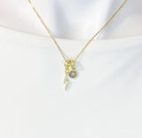 Lightning Bolt Cubic Zirconia Charm Necklace, Dainty Gold Sparkle Personalized Gift, N7005