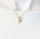 Lightning Bolt Cubic Zirconia Charm Necklace, Dainty Gold Sparkle Personalized Gift, N7005