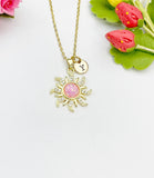 Sunburst Cubic Zirconia Pendant Gold Sun Necklace, Dainty Sparkle Personalized Gift, N7007
